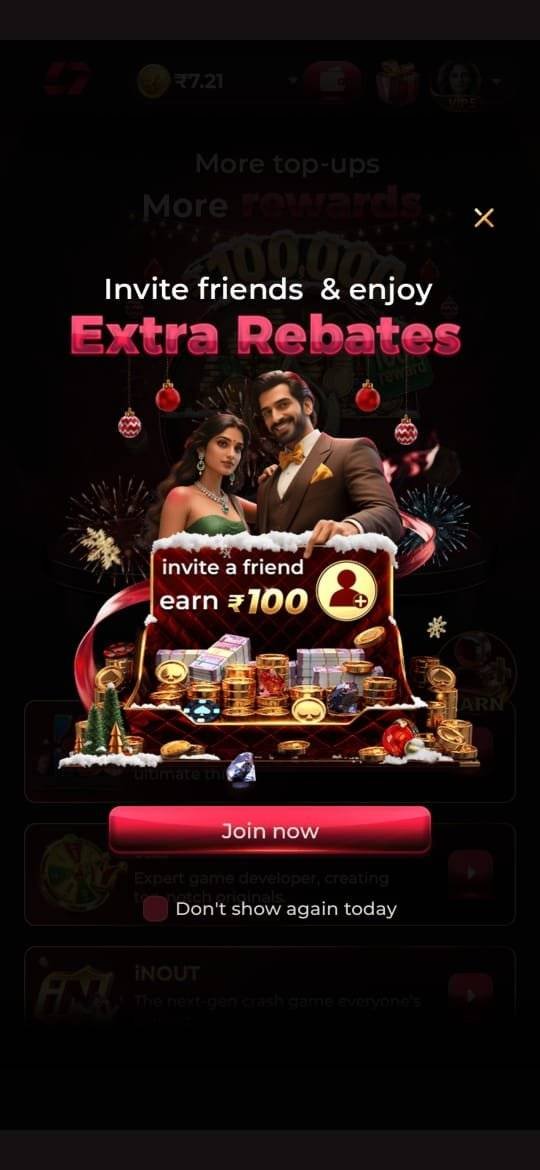 IN7 Game App official interface on Android mobile device