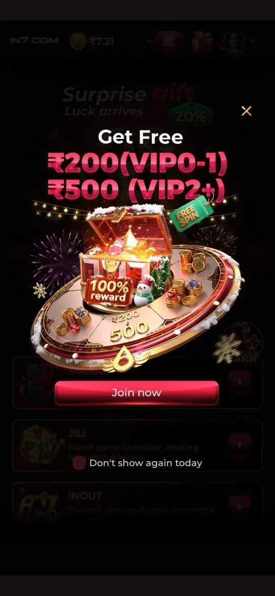 IN7 App secure Android gaming platform interface